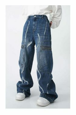 Y2K Aesthetic Cargo Skirt: Coquette Style Grunge Outfit with Loose Fit Cargo Jeans