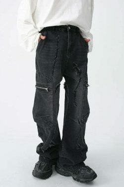 Y2K Aesthetic Cargo Skirt: Coquette Style Grunge Outfit with Loose Fit Cargo Jeans