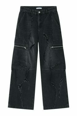 Y2K Aesthetic Cargo Skirt: Coquette Style Grunge Outfit with Loose Fit Cargo Jeans