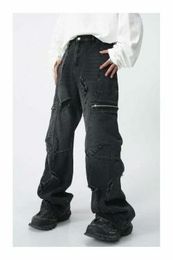 Y2K Aesthetic Cargo Skirt: Coquette Style Grunge Outfit with Loose Fit Cargo Jeans