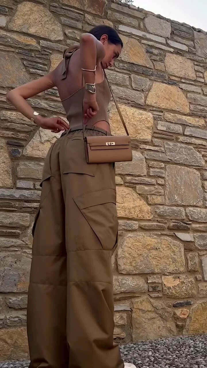 Y2K Aesthetic Cargo Skirt: Coquette Style Grunge Outfit with Retro Low-Waist Loose Woven Pants Y2K Aesthetic Cargo Skirt: Coquette Style Grunge Outfit with Retro Low-Waist Loose Woven Pants