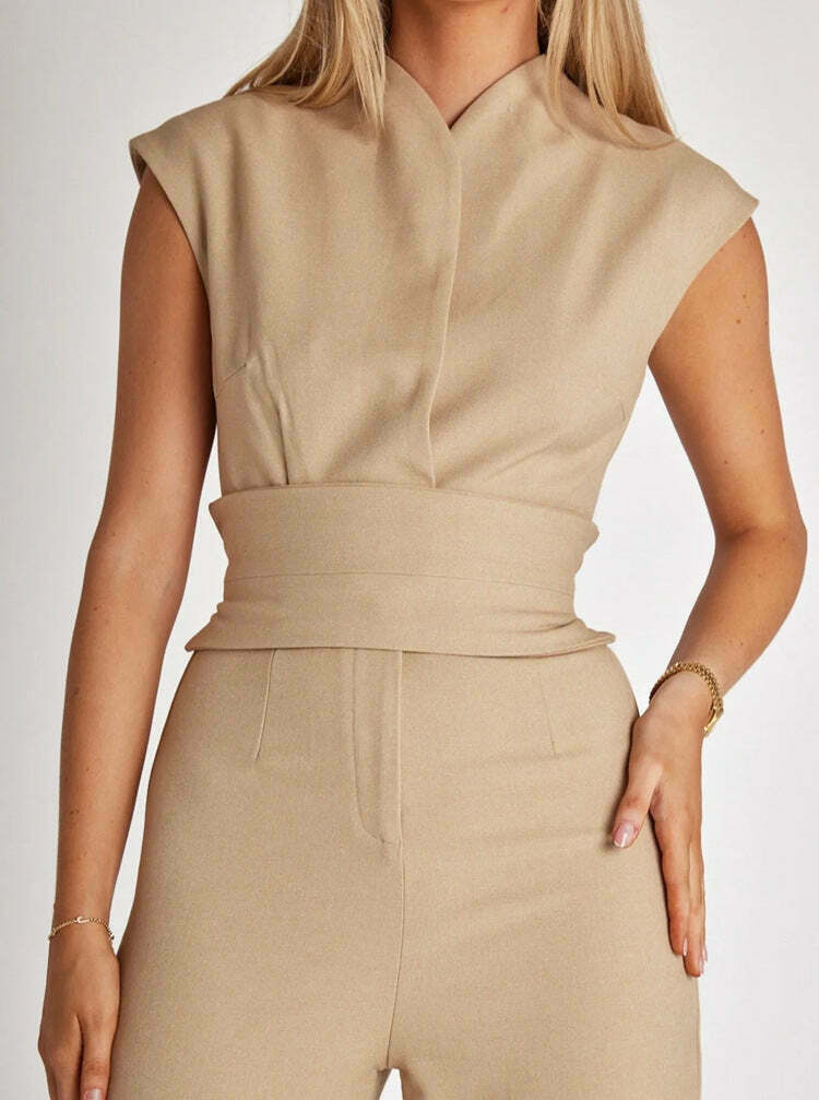 Y2K Aesthetic Cargo Skirt Jumpsuit: Coquette Style Sleeveless Straight Pants Outfit Y2K Aesthetic Cargo Skirt Jumpsuit: Coquette Style Sleeveless Straight Pants Outfit