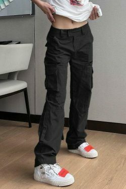 Y2K Aesthetic Cargo Skirt: Low Waist Baggy Parachute Cargo Pants