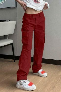 Y2K Aesthetic Cargo Skirt: Low Waist Baggy Parachute Cargo Pants