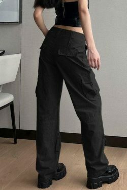 Y2K Aesthetic Cargo Skirt: Low Waist Baggy Parachute Cargo Pants