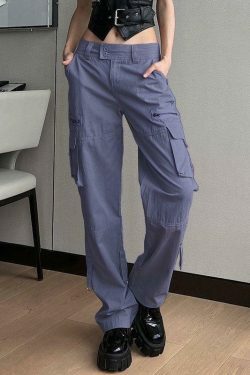 Y2K Aesthetic Cargo Skirt: Low Waist Baggy Parachute Cargo Pants