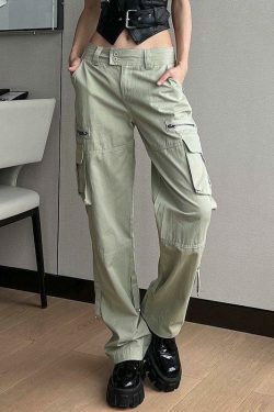 Y2K Aesthetic Cargo Skirt: Low Waist Baggy Parachute Cargo Pants