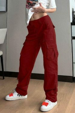 Y2K Aesthetic Cargo Skirt: Low Waist Baggy Parachute Cargo Pants