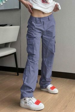 Y2K Aesthetic Cargo Skirt: Low Waist Baggy Parachute Cargo Pants