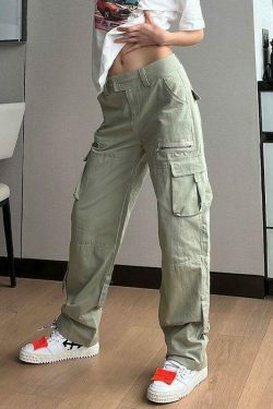 Y2K Aesthetic Cargo Skirt: Low Waist Baggy Parachute Cargo Pants