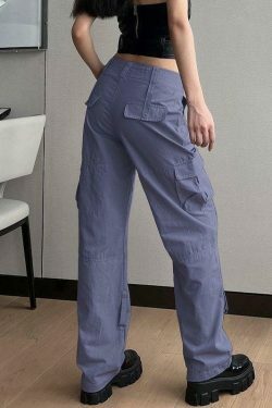 Y2K Aesthetic Cargo Skirt: Low Waist Baggy Parachute Cargo Pants
