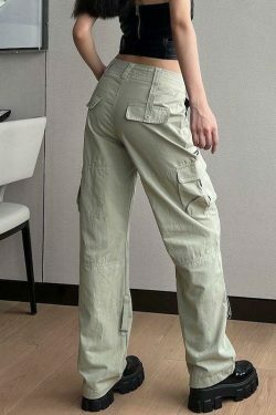 Y2K Aesthetic Cargo Skirt: Low Waist Baggy Parachute Cargo Pants