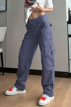 Y2K Aesthetic Cargo Skirt: Low Waist Baggy Parachute Cargo Pants