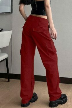 Y2K Aesthetic Cargo Skirt: Low Waist Baggy Parachute Cargo Pants