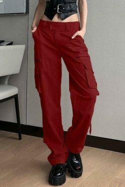 Y2K Aesthetic Cargo Skirt: Low Waist Baggy Parachute Cargo Pants