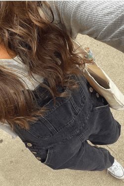 Y2K Aesthetic Cargo Skirt Overall for Women - Grunge Style with Coquette Touch, Vintage Washed Denim