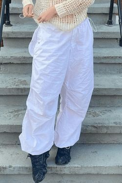 Y2K Aesthetic Cargo Skirt: Relaxed Drawstring Low Waist Cargo Pants for Women