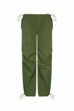 Y2K Aesthetic Cargo Skirt: Relaxed Drawstring Low Waist Cargo Pants for Women