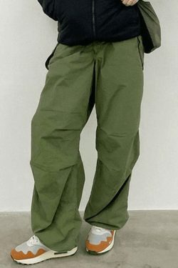 Y2K Aesthetic Cargo Skirt: Relaxed Drawstring Low Waist Cargo Pants for Women