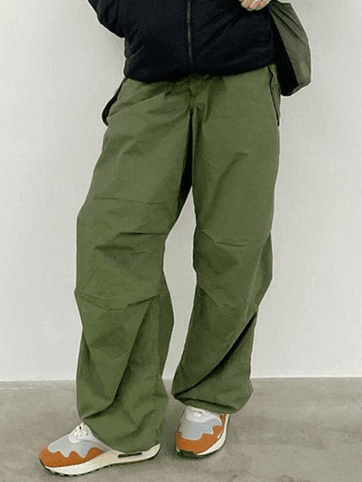 Y2K Aesthetic Cargo Skirt: Relaxed Drawstring Low Waist Cargo Pants for Women Y2K Aesthetic Cargo Skirt: Relaxed Drawstring Low Waist Cargo Pants for Women