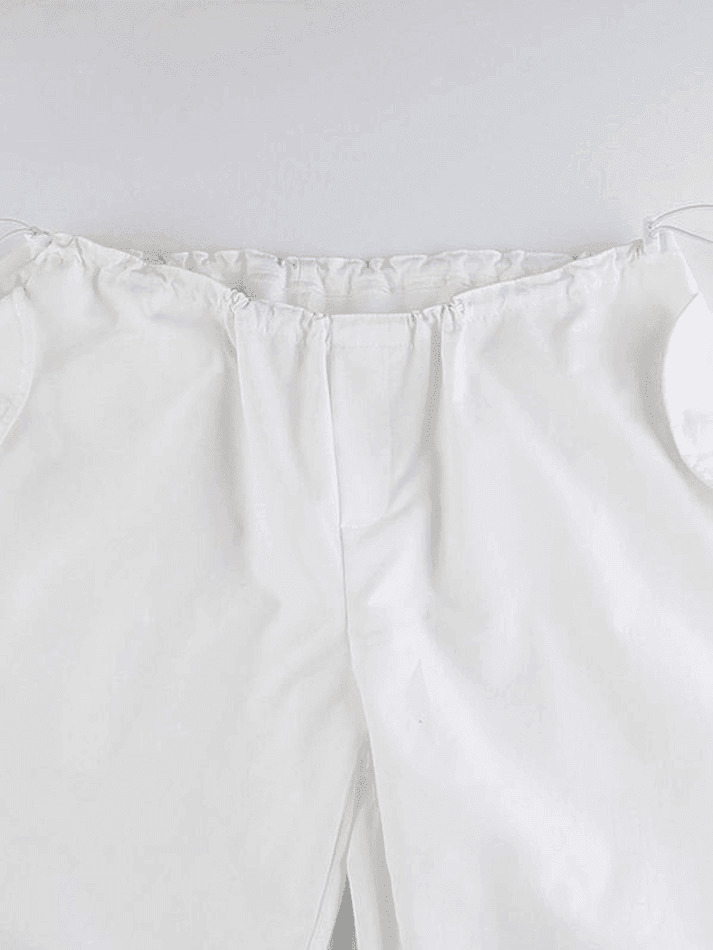 Y2K Aesthetic Cargo Skirt: Relaxed Drawstring Low Waist Cargo Pants for Women Y2K Aesthetic Cargo Skirt: Relaxed Drawstring Low Waist Cargo Pants for Women