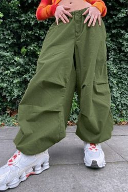 Y2K Aesthetic Cargo Skirt: Relaxed Drawstring Low Waist Cargo Pants for Women
