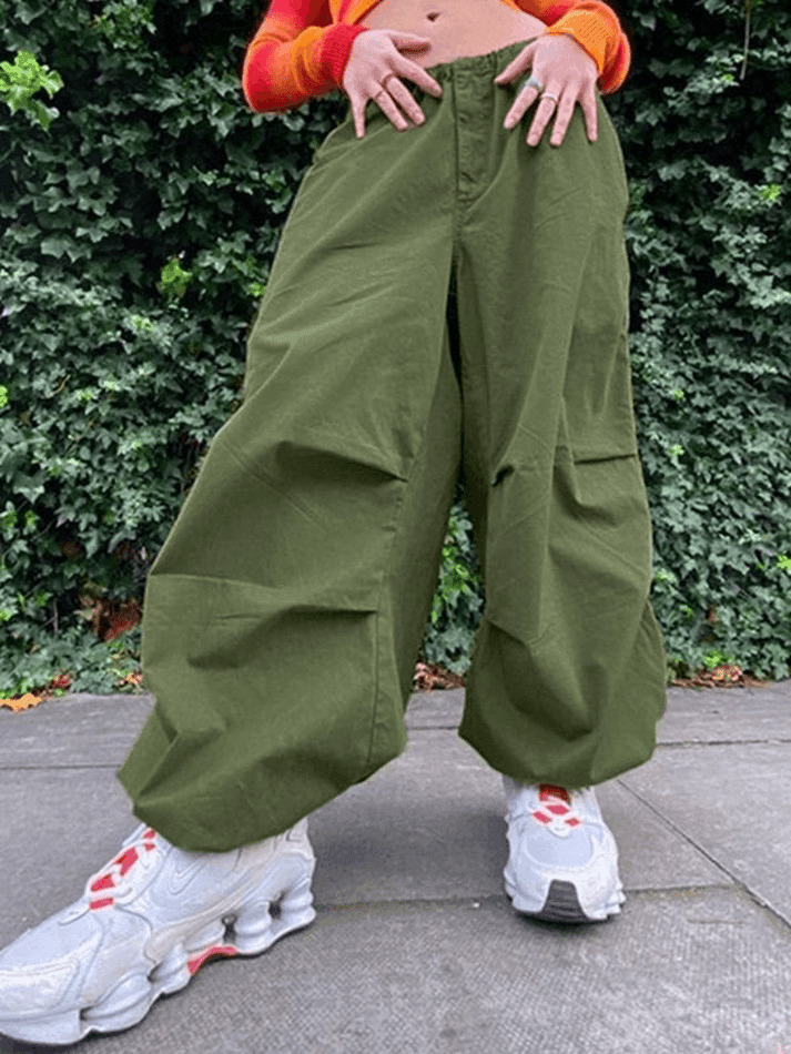 Y2K Aesthetic Cargo Skirt: Relaxed Drawstring Low Waist Cargo Pants for Women Y2K Aesthetic Cargo Skirt: Relaxed Drawstring Low Waist Cargo Pants for Women