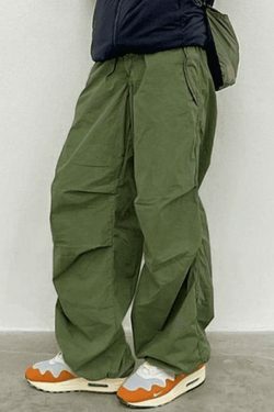 Y2K Aesthetic Cargo Skirt: Relaxed Drawstring Low Waist Cargo Pants for Women