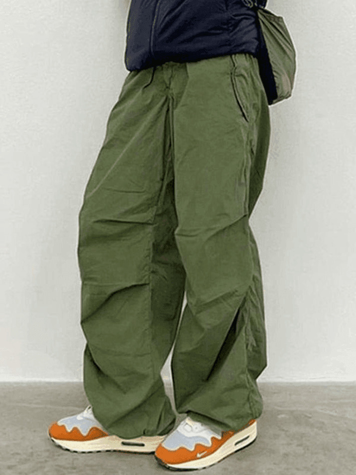 Y2K Aesthetic Cargo Skirt: Relaxed Drawstring Low Waist Cargo Pants for Women Y2K Aesthetic Cargo Skirt: Relaxed Drawstring Low Waist Cargo Pants for Women
