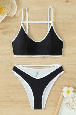 Y2K Aesthetic Cargo Skirt Set with Contrasting Sexy Openwork Bikini