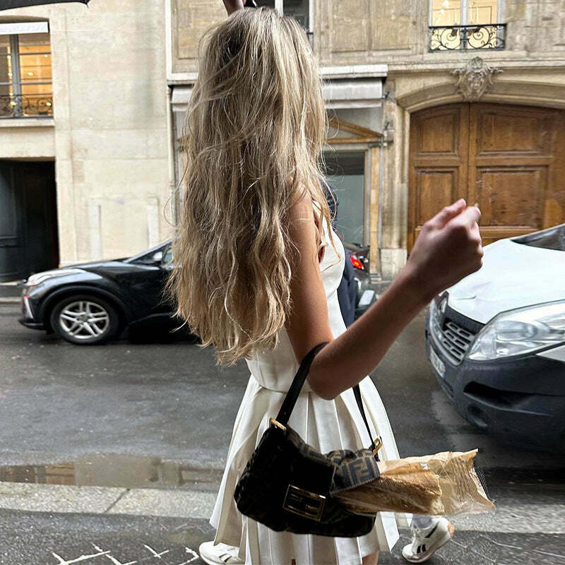 Y2K Aesthetic Cargo Skirt Suit with Coquette Style Vest and Pleated Short Skirt Y2K Aesthetic Cargo Skirt Suit with Coquette Style Vest and Pleated Short Skirt