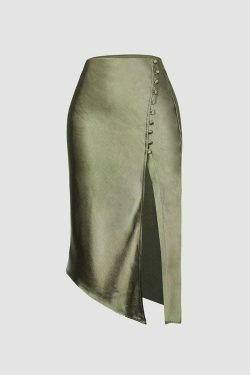 Y2K Aesthetic Cargo Skirt with Asymmetric Hem and Button Deco