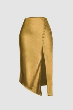 Y2K Aesthetic Cargo Skirt with Asymmetric Hem and Button Deco