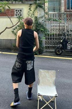 Y2K Aesthetic Cargo Skirt with Contrast Stitching - Coquette Grunge Fashion