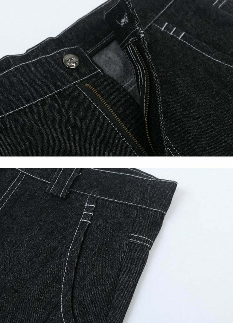 Y2K Aesthetic Cargo Skirt with Contrast Stitching - Coquette Grunge Fashion Y2K Aesthetic Cargo Skirt with Contrast Stitching - Coquette Grunge Fashion