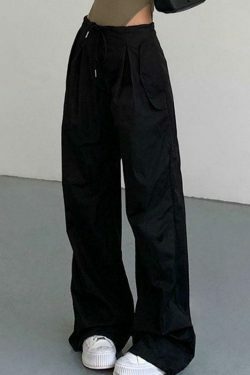 Y2K Aesthetic Cargo Skirt with Coquette & Grunge Vibes - Drawstring Straight Leg Pants