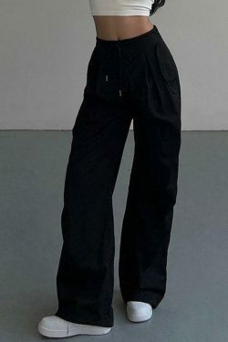 Y2K Aesthetic Cargo Skirt with Coquette & Grunge Vibes - Drawstring Straight Leg Pants