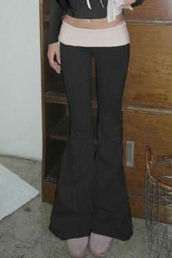 Y2K Aesthetic Cargo Skirt with Coquette Style and Grunge Flare Leg Pants