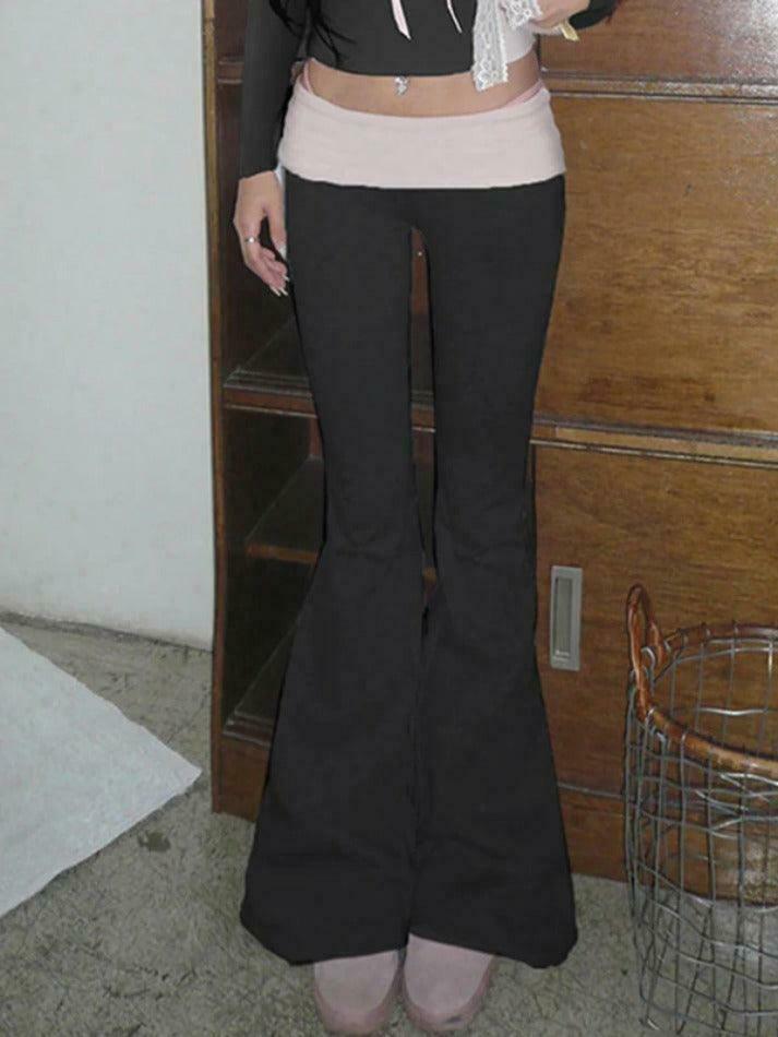 Y2K Aesthetic Cargo Skirt with Coquette Style and Grunge Flare Leg Pants