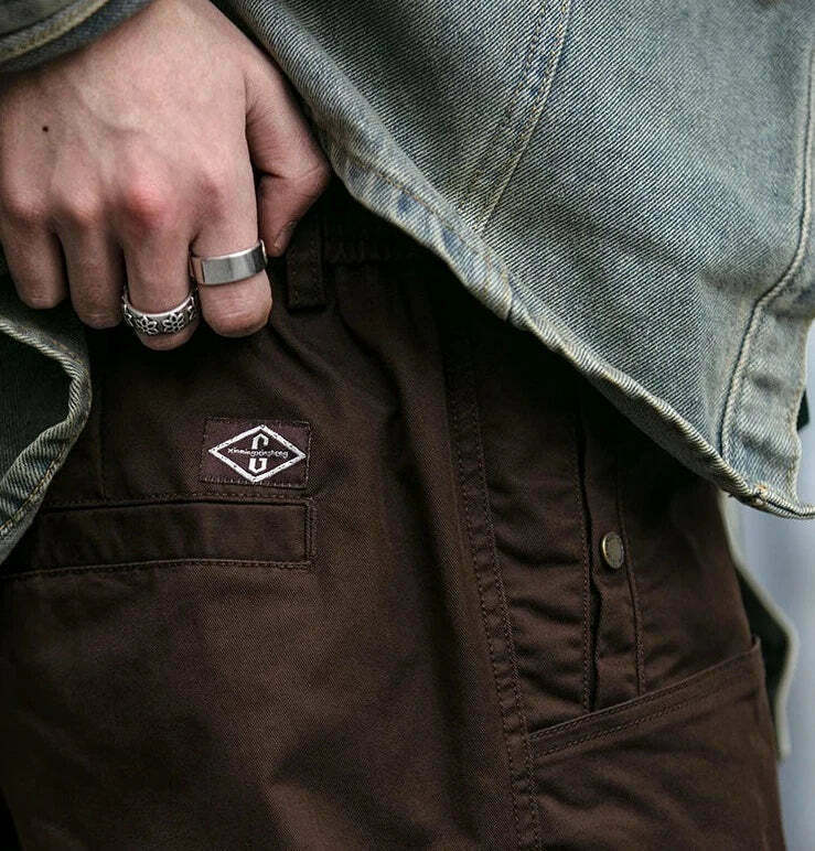 Y2K Aesthetic Cargo Skirt with Coquette Style and Grunge Vibes - Straight Leg Belted Workwear Pants Y2K Aesthetic Cargo Skirt with Coquette Style and Grunge Vibes - Straight Leg Belted Workwear Pants