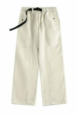 Y2K Aesthetic Cargo Skirt with Coquette Style and Grunge Vibes - Straight Leg Belted Workwear Pants