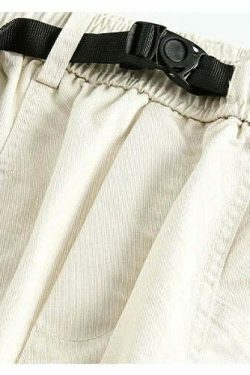 Y2K Aesthetic Cargo Skirt with Coquette Style and Grunge Vibes - Straight Leg Belted Workwear Pants