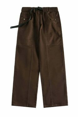 Y2K Aesthetic Cargo Skirt with Coquette Style and Grunge Vibes - Straight Leg Belted Workwear Pants