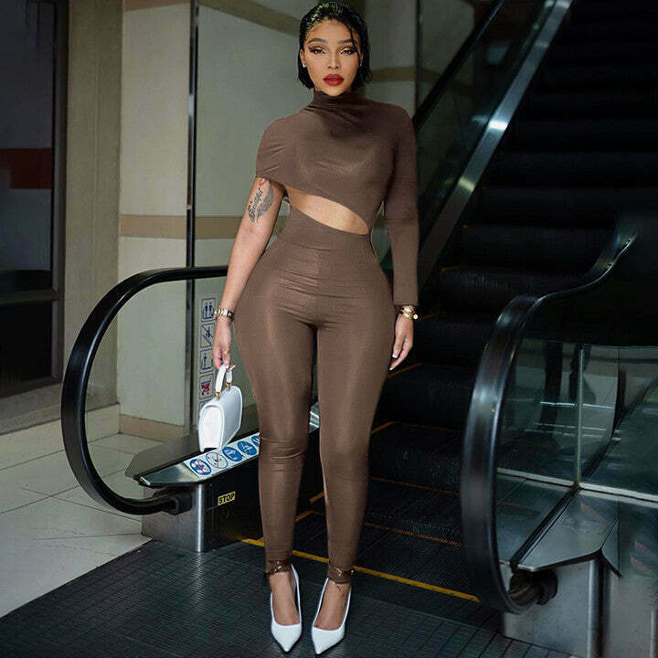 Y2K Aesthetic Cargo Skirt with Coquette Style and Irregular Navel-Baring Jumpsuit Y2K Aesthetic Cargo Skirt with Coquette Style and Irregular Navel-Baring Jumpsuit