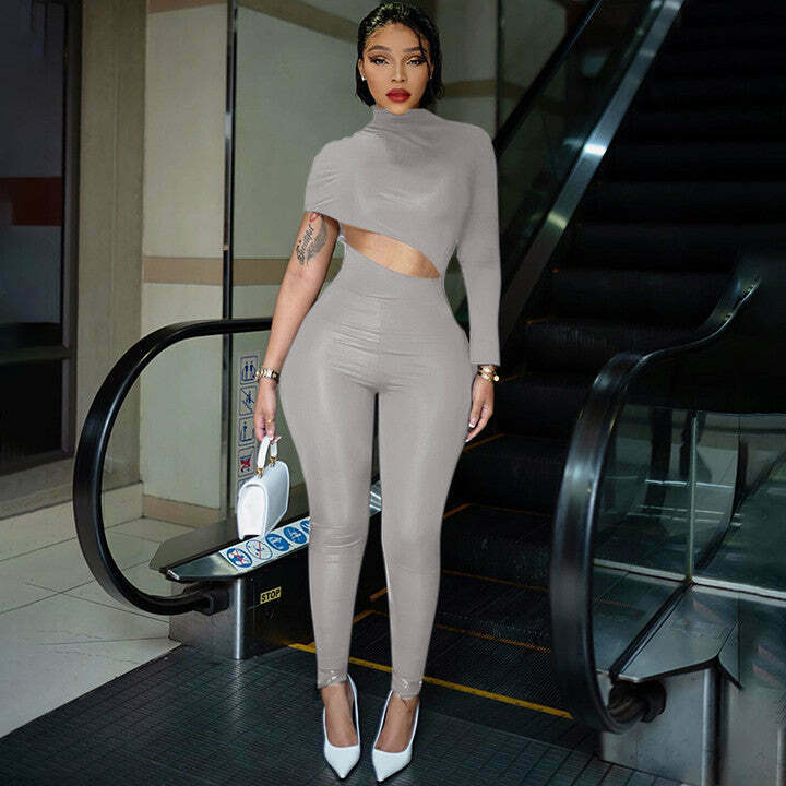 Y2K Aesthetic Cargo Skirt with Coquette Style and Irregular Navel-Baring Jumpsuit Y2K Aesthetic Cargo Skirt with Coquette Style and Irregular Navel-Baring Jumpsuit