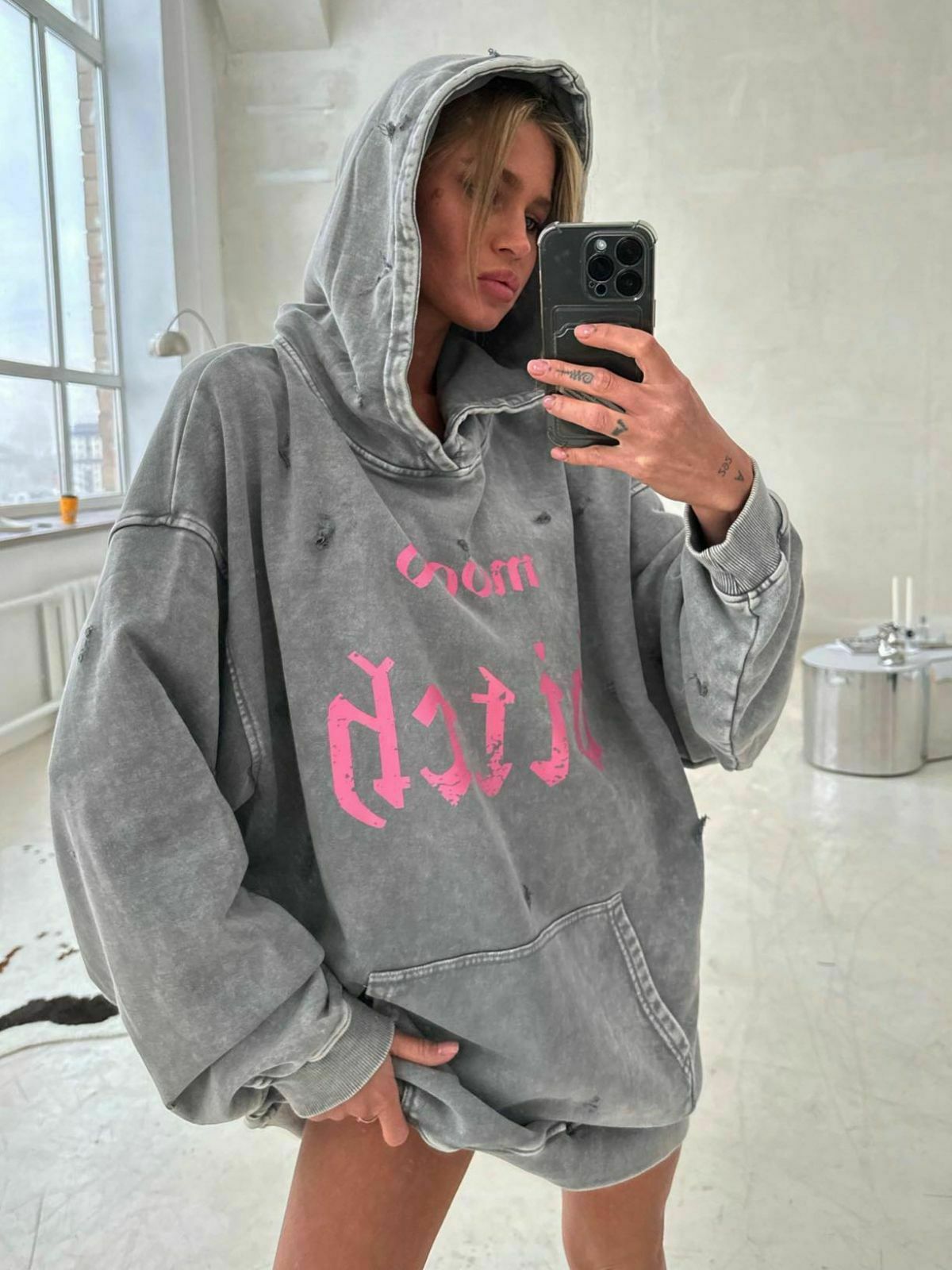 Y2K Aesthetic Cargo Skirt with Coquette Style and Washed Printed Hoodie Y2K Aesthetic Cargo Skirt with Coquette Style and Washed Printed Hoodie