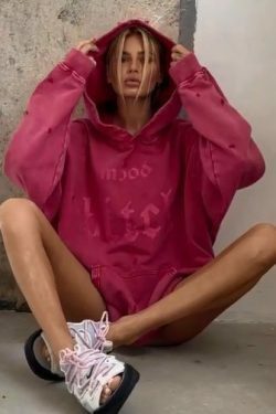 Y2K Aesthetic Cargo Skirt with Coquette Style and Washed Printed Hoodie