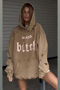 Y2K Aesthetic Cargo Skirt with Coquette Style and Washed Printed Hoodie