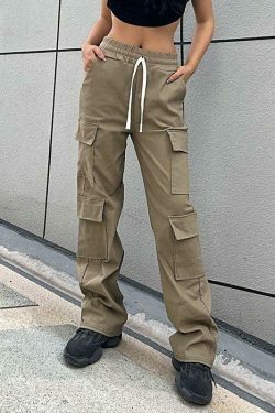 Y2K Aesthetic Cargo Skirt with Drawstring Pockets for Women's Fashion