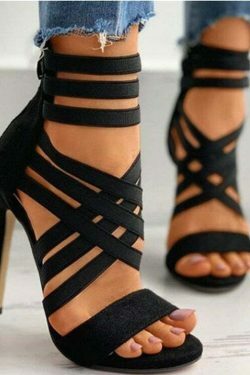 Y2K Aesthetic Cargo Skirt with Elastic Band Stiletto Sandals